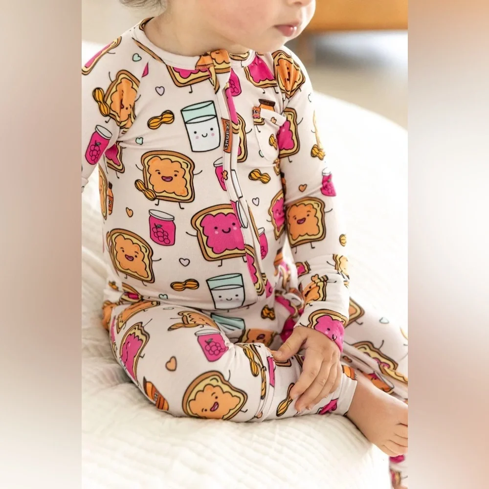 PB+GRAPE| ‘Peanut Butter Jelly’ Bamboo Footie Pajamas